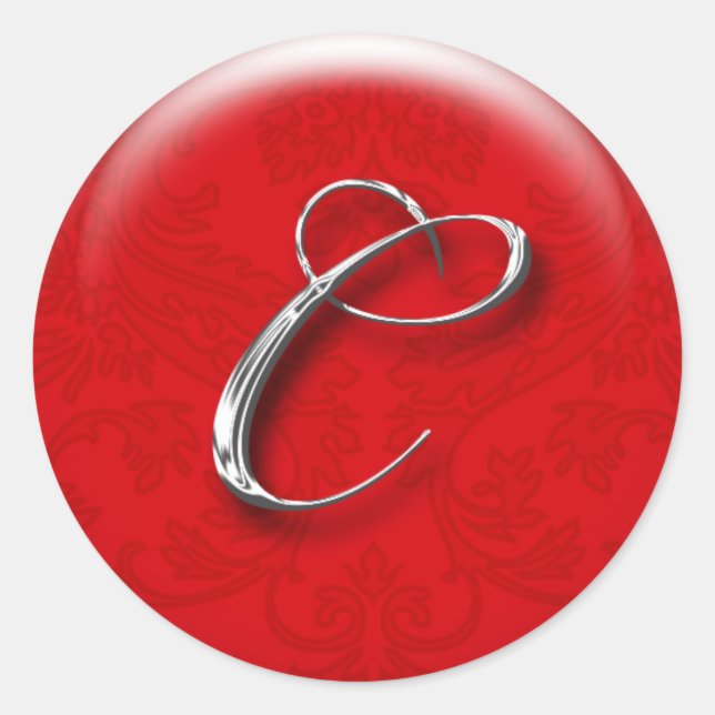 Weihnachtsgeschenk-Aufkleber Rot Monogramm Runder Aufkleber (Vorderseite)