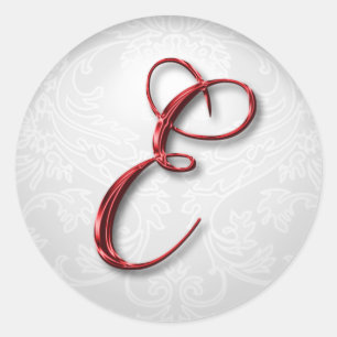 Weihnachtsgeschenk-Aufkleber Rot Monogramm Runder Aufkleber