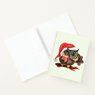 Weihnachtsgeschenk Baby Owl In Hut und Geschenk Notizbuch