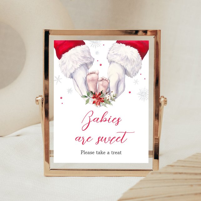 Weihnachtsgeschenk Babys sind Süß Schild (Santa Christmas Greatest Gift Baby Shower Babies are Sweet Sign)