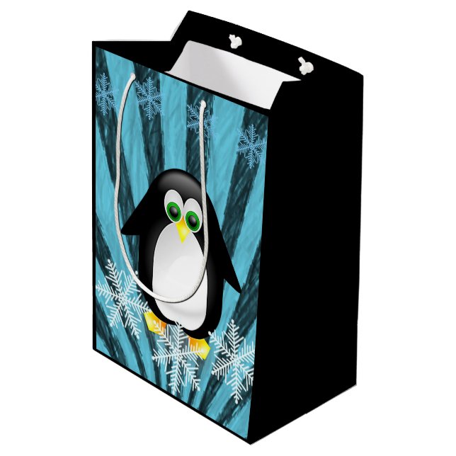 Weihnachtsgeschenk Bags Penguin Mittlere Geschenktüte (Rückseite Schrägansicht)