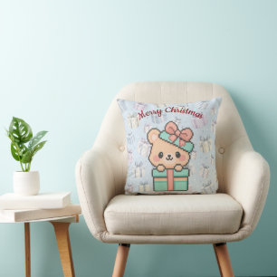 Weihnachtsgeschenk-Bär Pastell Pixel Art Dekor Kissen