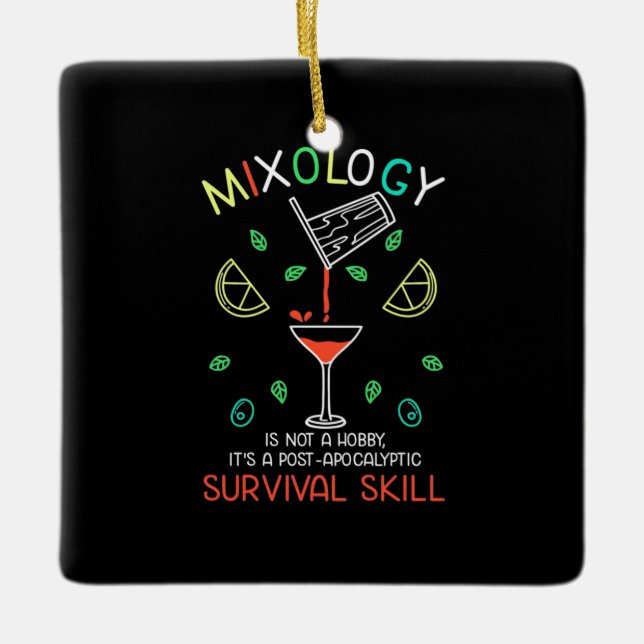 Weihnachtsgeschenk | Barkeeper Mixologe Keramikornament (Vorderseite)