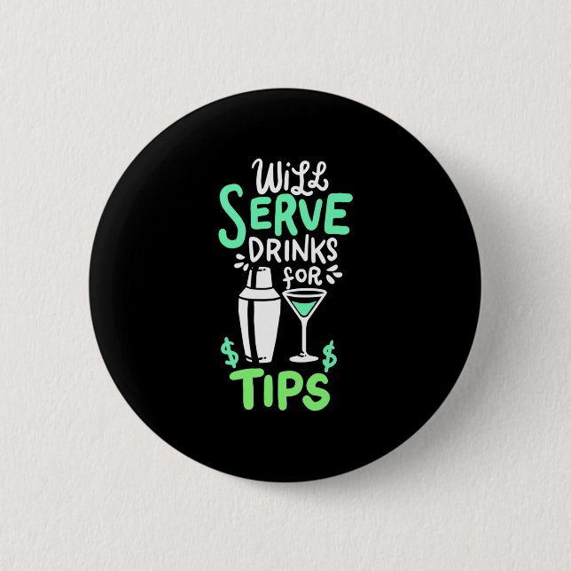 Weihnachtsgeschenk | Barkeeper serviert Getränke f Button (Vorderseite)