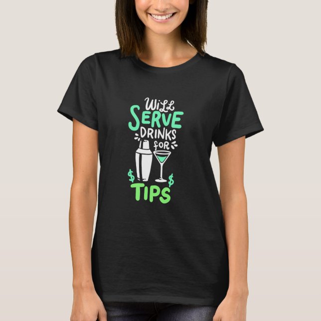 Weihnachtsgeschenk | Barkeeper serviert Getränke f T-Shirt (Vorderseite)