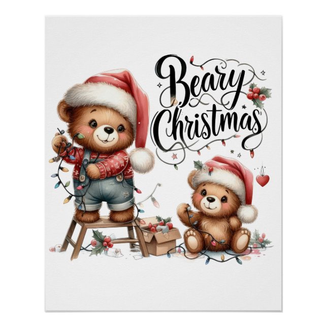 Weihnachtsgeschenk Beary Christmas Poster (Vorderseite)
