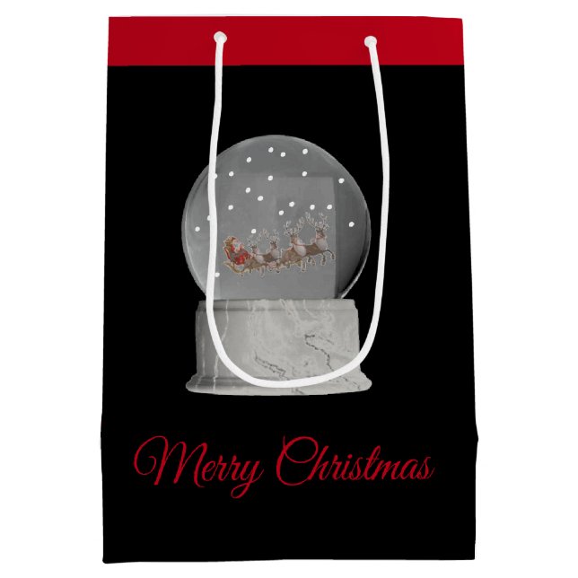 Weihnachtsgeschenk Beutel Schneeglobe Mittlere Geschenktüte (Rückseite)