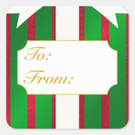 Weihnachtsgeschenk bis/vom Etikett Quadratischer Aufkleber