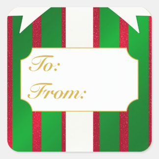 Weihnachtsgeschenk bis/vom Etikett Quadratischer Aufkleber