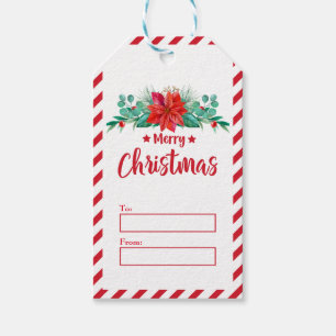 Weihnachtsgeschenk Blume Poinsettia Geschenkanhänger