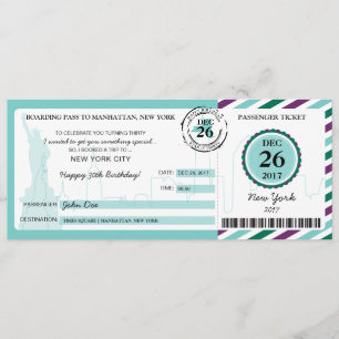 Weihnachtsgeschenk Boarding Pass auf NEW YORK Einladung