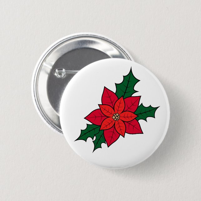 Weihnachtsgeschenk-Button mit roter Orangen-Poinse Button (Vorne & Hinten)