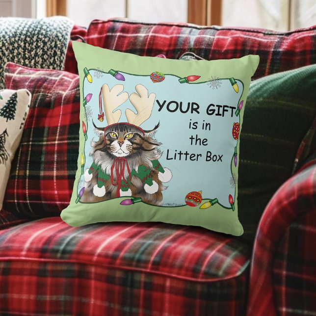 Weihnachtsgeschenk Cat Green Funny Kissen (Von Creator hochgeladen)