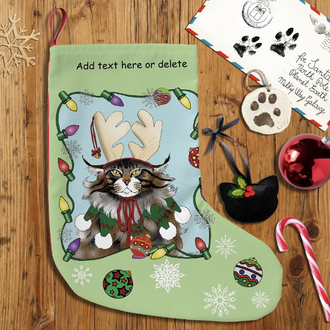 Weihnachtsgeschenk Cat Green Funny Kleiner Weihnachtsstrumpf (Von Creator hochgeladen)