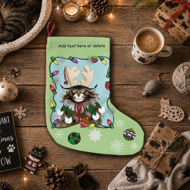 Weihnachtsgeschenk Cat Green Funny Kleiner Weihnachtsstrumpf (Von Creator hochgeladen)