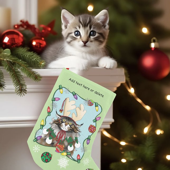 Weihnachtsgeschenk Cat Green Funny Kleiner Weihnachtsstrumpf (Von Creator hochgeladen)