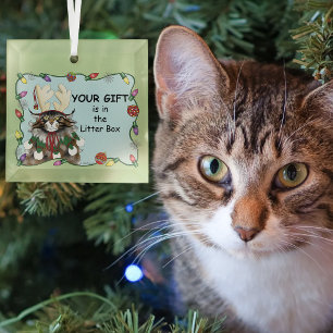Weihnachtsgeschenk Cat Green Funny Ornament Aus Glas