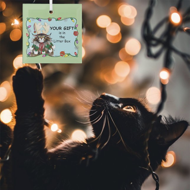 Weihnachtsgeschenk Cat Green Funny Ornament Aus Glas (Von Creator hochgeladen)