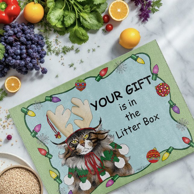 Weihnachtsgeschenk Cat Green Funny Schneidebrett (Von Creator hochgeladen)
