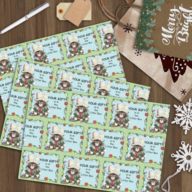 Weihnachtsgeschenk Cat Green Funny Seidenpapier (Von Creator hochgeladen)