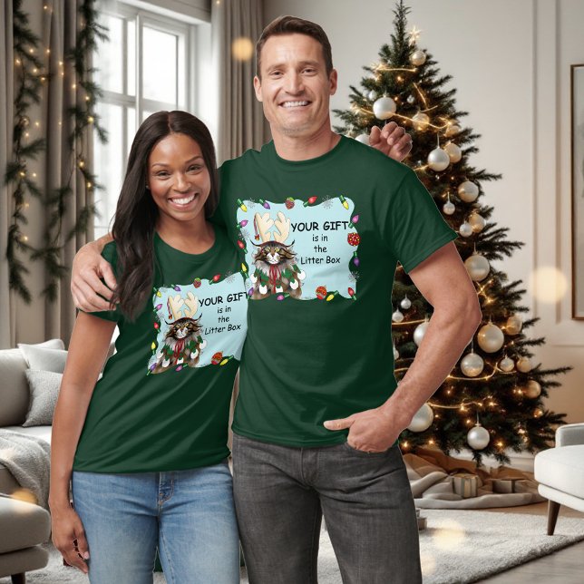 Weihnachtsgeschenk Cat Green Funny T-Shirt (Von Creator hochgeladen)