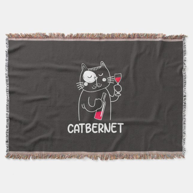 Weihnachtsgeschenk | Catbernet Weintrinker Decke (Vorderseite)