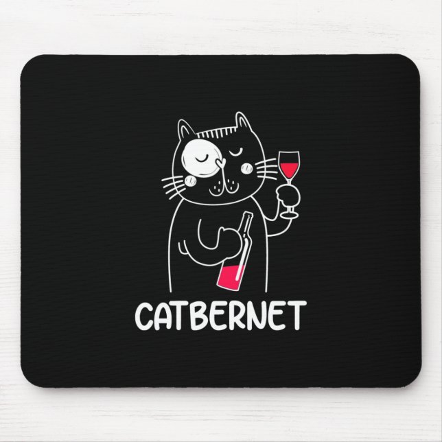 Weihnachtsgeschenk | Catbernet Wine Drinker Mousepad (Vorne)