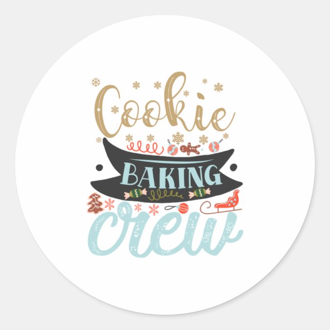 Weihnachtsgeschenk | Cookie Baking Crew Runder Aufkleber (Vorderseite)