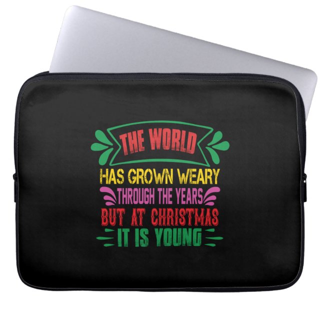 Weihnachtsgeschenk der Welt ermüdet Laptopschutzhülle (Vorderseite)