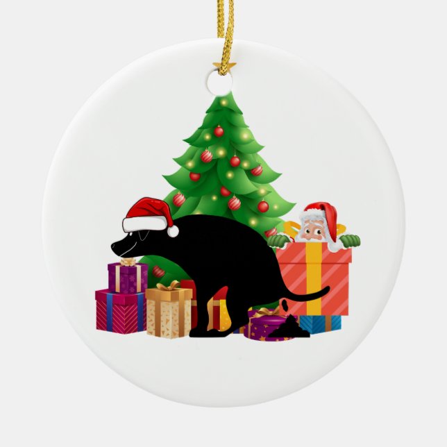 Weihnachtsgeschenk eines Hundes Keramik Ornament (Vorne)