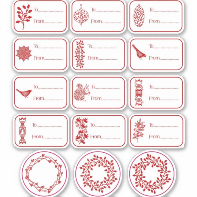 Weihnachtsgeschenk Etikett rot und weiß (Vorderseite)