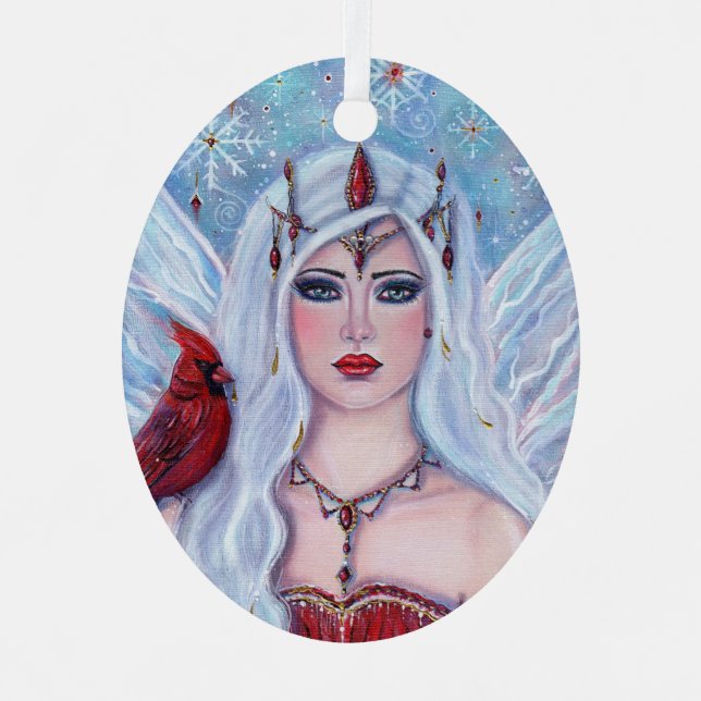 Weihnachtsgeschenk Fairy by Renee Lavoie Ornament Aus Metall (Vorderseite)