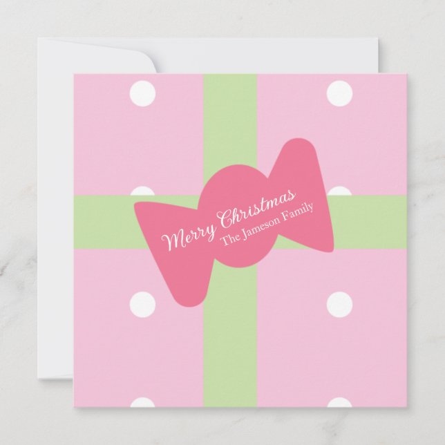 Weihnachtsgeschenk Familie Rosa Karte (Vorderseite)