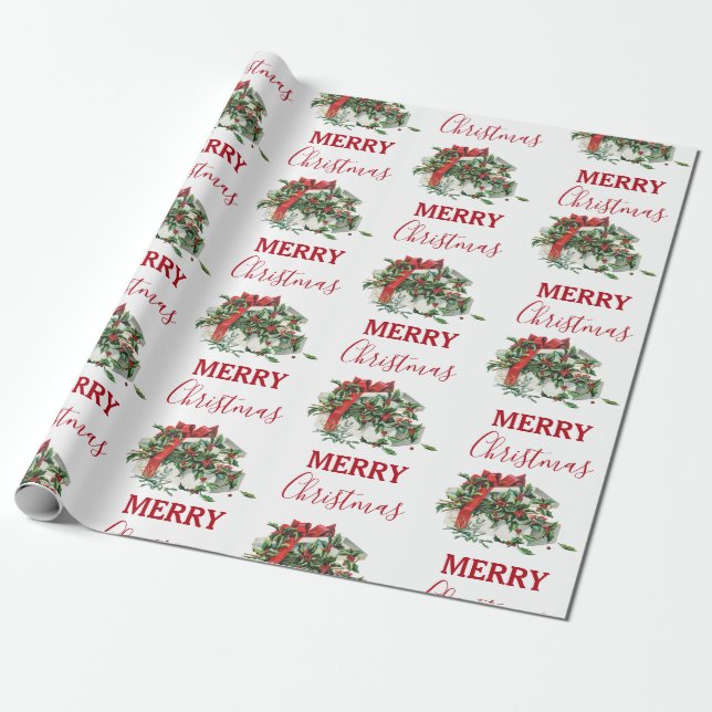 Weihnachtsgeschenk Feiertag Holly Berries Geschenkpapier (Ungerollt)
