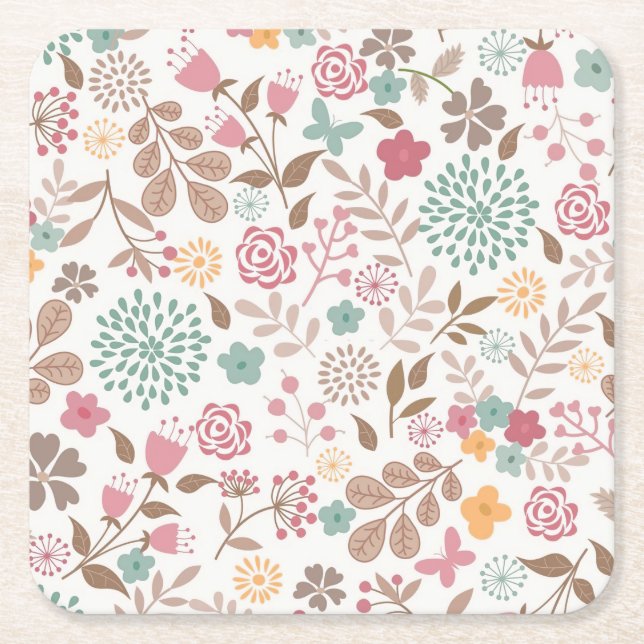 Weihnachtsgeschenk Flora 4 Jahreszeiten Rechteckiger Pappuntersetzer (Vorderseite)