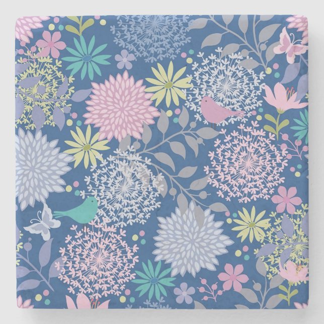 Weihnachtsgeschenk Floral 60. Geburtstag Steinuntersetzer (Vorderseite)