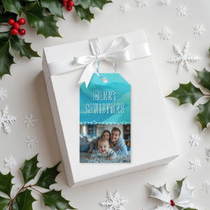 Weihnachtsgeschenk Foto Tag Blue Waves Geschenkanhänger