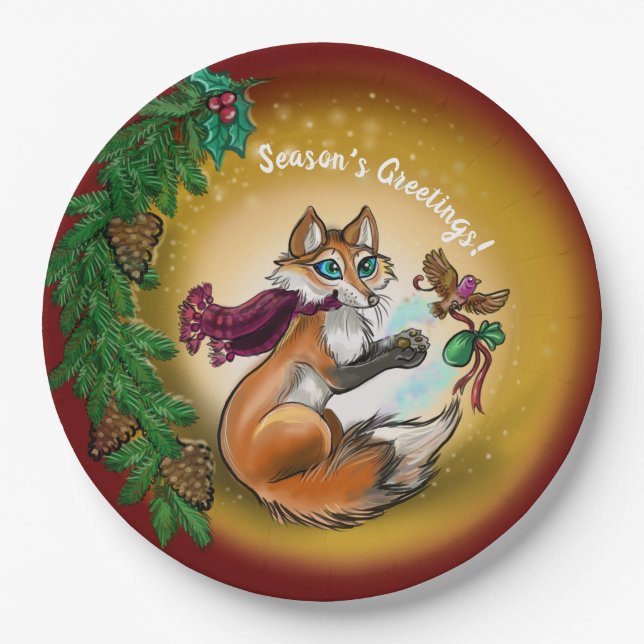 Weihnachtsgeschenk Fox Pappteller (Vorderseite)