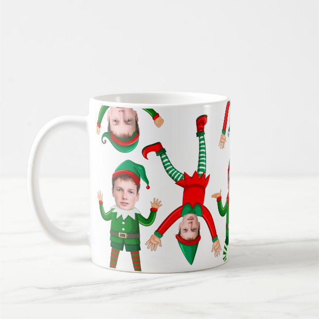 Weihnachtsgeschenk Funny Elf Custom Face Kaffeetasse (Links)