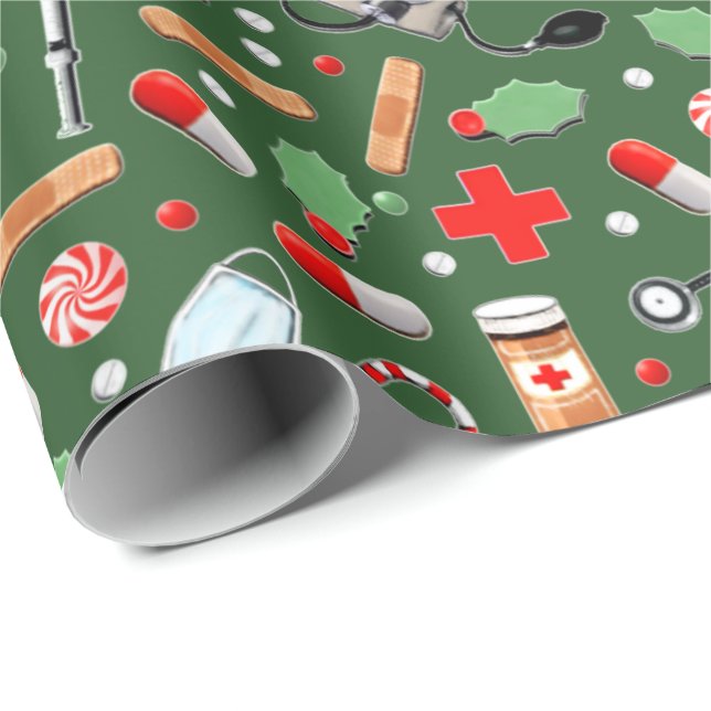 Weihnachtsgeschenk für Arzt oder Krankenschwester Geschenkpapier (Rolleneckpunkt)