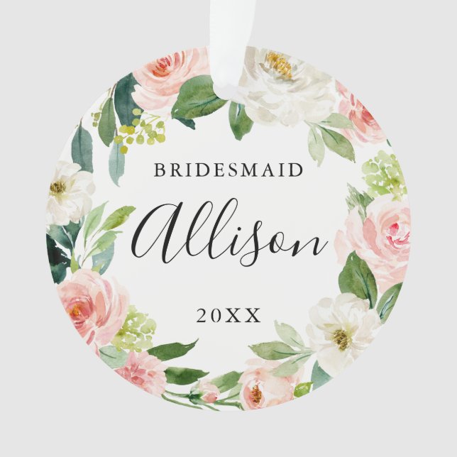 Weihnachtsgeschenk für Bridesmaid | Floral Bridesm Ornament (Vorderseite)