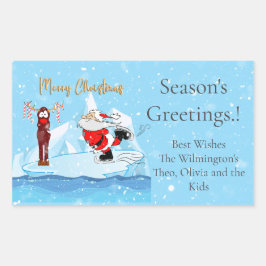 Weihnachtsgeschenk für den Weihnachtsmann Skate Rechteckiger Aufkleber