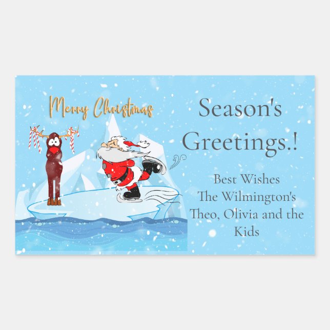 Weihnachtsgeschenk für den Weihnachtsmann Skate Rechteckiger Aufkleber (Vorderseite)