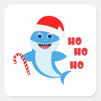 Weihnachtsgeschenk für Haie, Familiendekoration Quadratischer Aufkleber