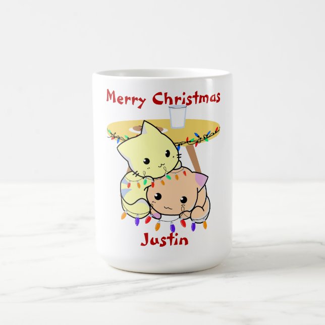 Weihnachtsgeschenk für Katzen, personalisierter Na Kaffeetasse (Mittel)