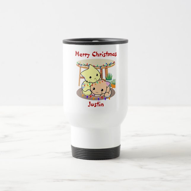 Weihnachtsgeschenk für Katzen, personalisierter Na Reisebecher (Mittel)