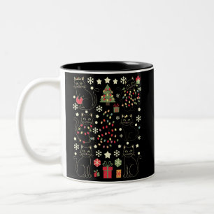 Weihnachtsgeschenk für Katzenliebhaber für Katzenb Zweifarbige Tasse