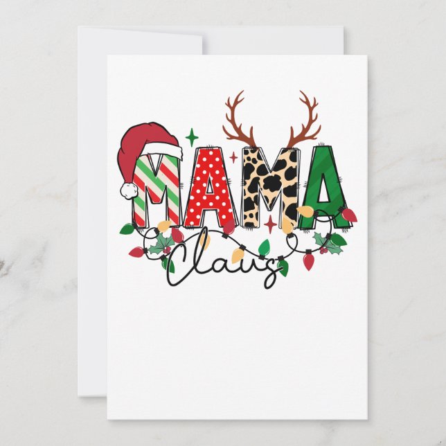 Weihnachtsgeschenk für Mama-Claus mit Kindern Einladung (Vorderseite)