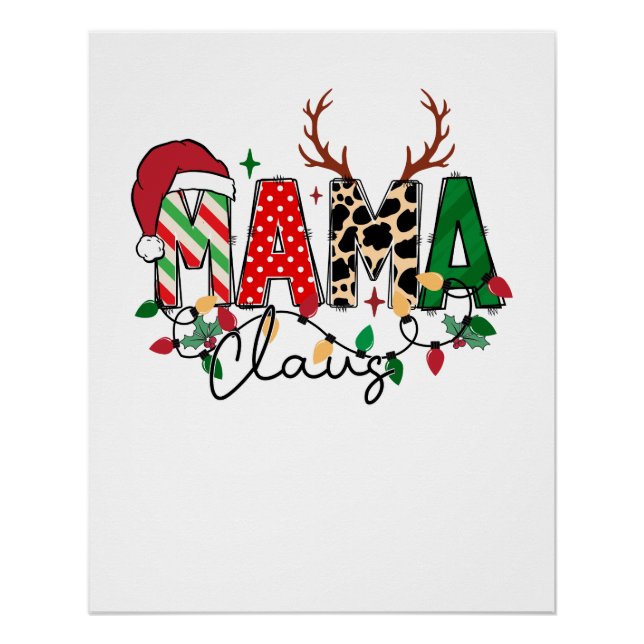 Weihnachtsgeschenk für Mama-Claus mit Kindern Poster (Vorderseite)