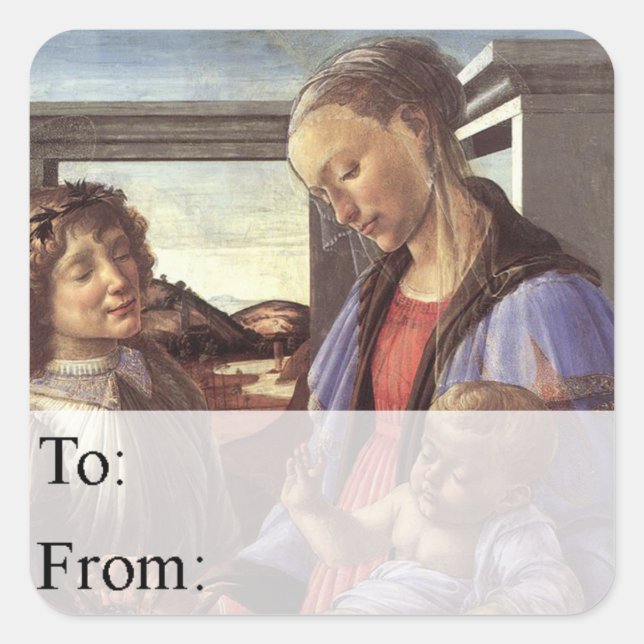 Weihnachtsgeschenk für Mutter und Kind Quadratischer Aufkleber (Vorderseite)